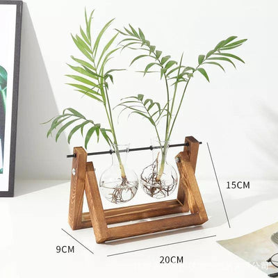 Glass Propagation Vase with A-Frame Wood Stand - Lily & Eden