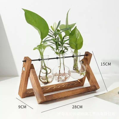 Glass Propagation Vase with A-Frame Wood Stand - Lily & Eden