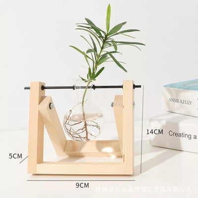 Glass Propagation Vase with A-Frame Wood Stand - Lily & Eden
