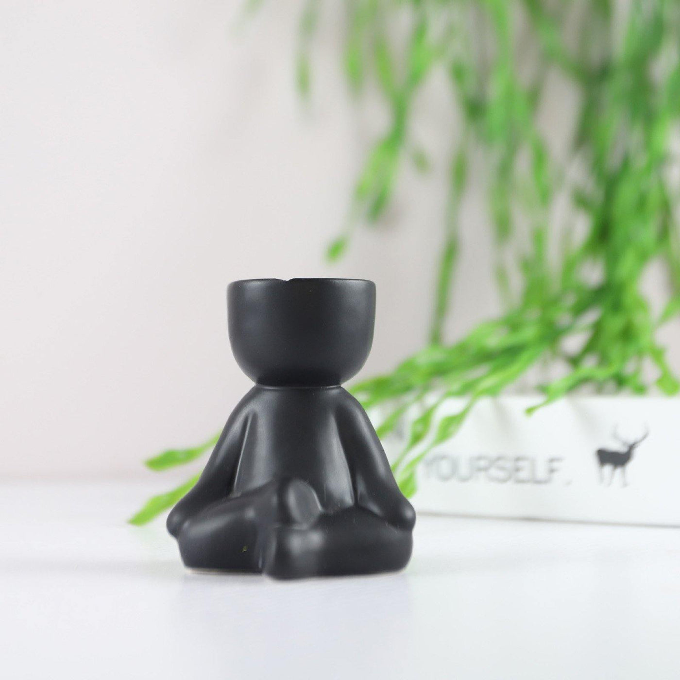 Little Human Ceramic Succulent Planter Legs Crossed / Black | Lily & Eden