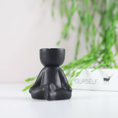 Little Human Ceramic Succulent Planter Legs Crossed / Black | Lily & Eden