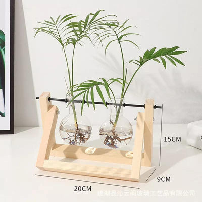Glass Propagation Vase with A-Frame Wood Stand - Lily & Eden