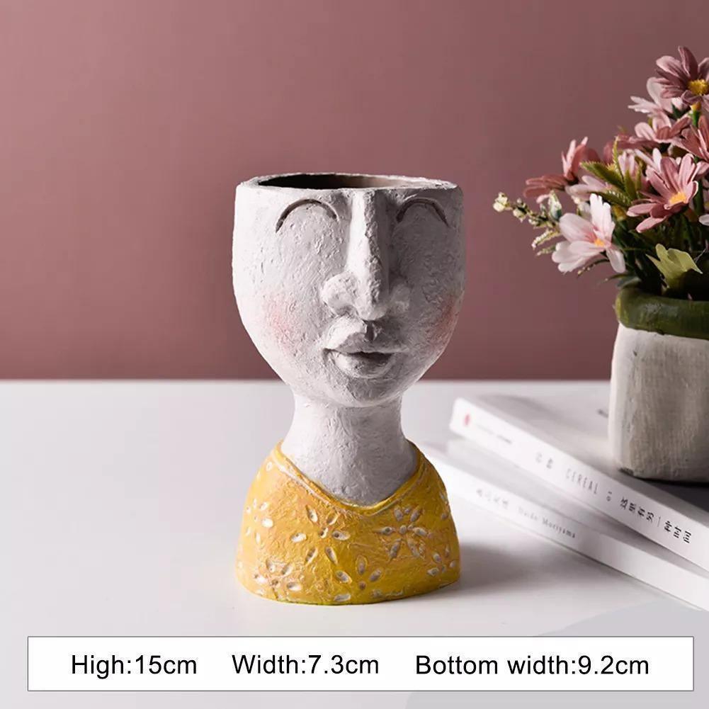human figure plant pot Caricature Portrait Face Figure Sculpture Pot George