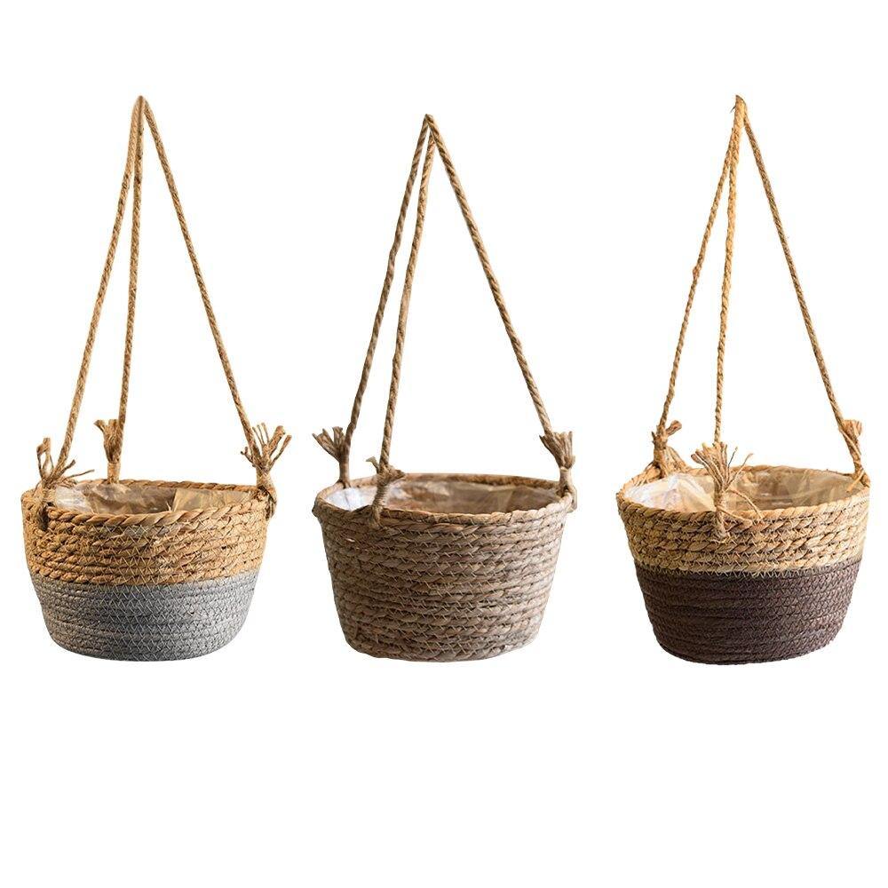 rattan hanging planter basket Jute Rope Hanging Planter Basket Tan