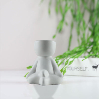 Little Human Ceramic Succulent Planter Legs Crossed / White | Lily & Eden