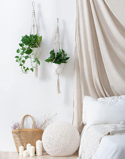 4-Piece Handcrafted Boho Macrame Plant Holder Set - Lily & Eden