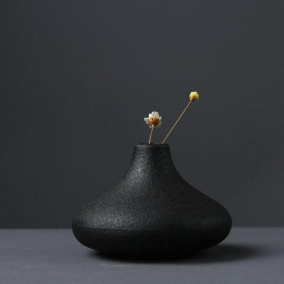 MidNight Black Textured Ceramic Vases