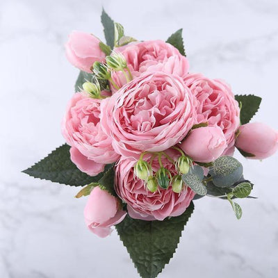 9-Piece Faux Silk Peonies Artificial Flowers - Lily & Eden