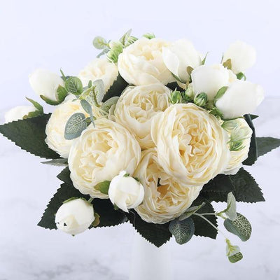 9-Piece Faux Silk Peonies Artificial Flowers - Lily & Eden