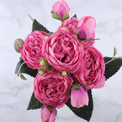 9-Piece Faux Silk Peonies Artificial Flowers - Lily & Eden