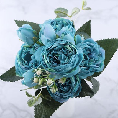 9-Piece Faux Silk Peonies Artificial Flowers - Lily & Eden