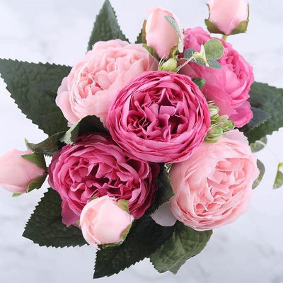 9-Piece Faux Silk Peonies Artificial Flowers - Lily & Eden