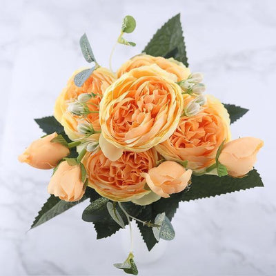 9-Piece Faux Silk Peonies Artificial Flowers - Lily & Eden