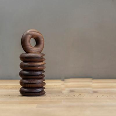 Wooden Doughnut Bag Clip 6 pcs walnut | Lily & Eden
