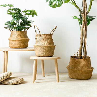 Artisan Rattan Planter or Storage Basket with Handles - Lily & Eden