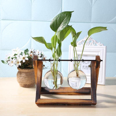 Glass Propagation Vase with A-Frame Wood Stand - Lily & Eden