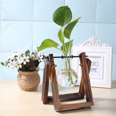 Glass Propagation Vase with A-Frame Wood Stand - Lily & Eden