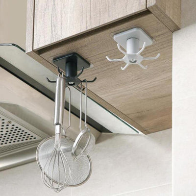 Under-Counter Rotating Kitchen Utensil Storage 6-Hook Organizer - Lily & Eden