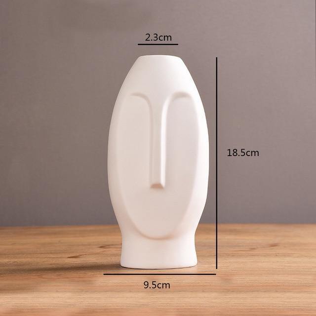 Abstract Long Face Ceramic Vase White / Rounded | Lily & Eden