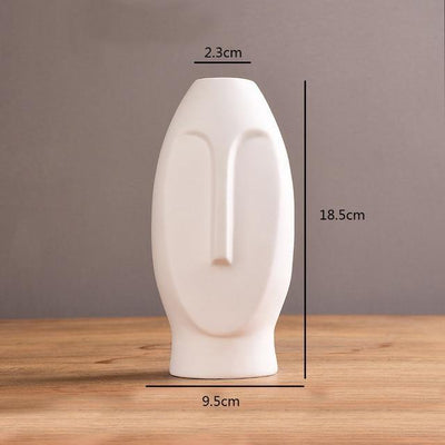 Abstract Long Face Ceramic Vase White / Rounded | Lily & Eden