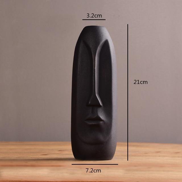 Abstract Long Face Ceramic Vase Black / Elongated | Lily & Eden
