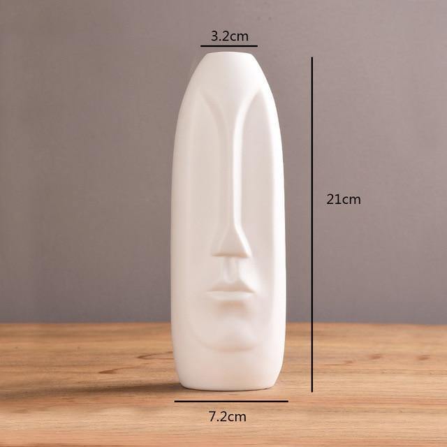 Abstract Long Face Ceramic Vase White / Elongated | Lily & Eden