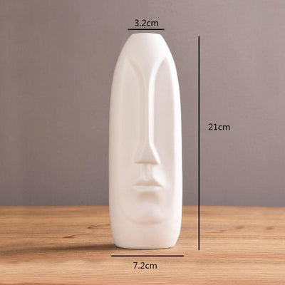 Abstract Long Face Ceramic Vase White / Elongated | Lily & Eden
