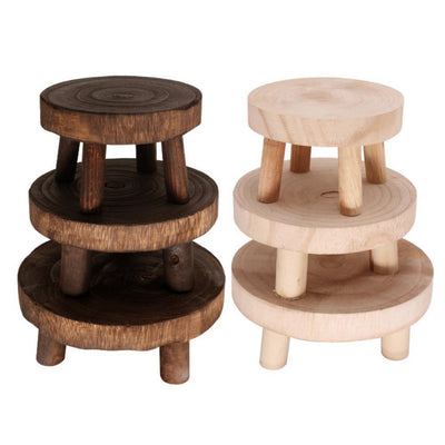 Wooden Plant Stand Stool BurlyWood / Large | Lily & Eden