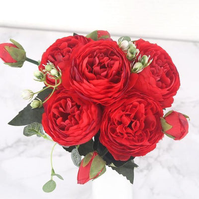 9-Piece Faux Silk Peonies Artificial Flowers - Lily & Eden