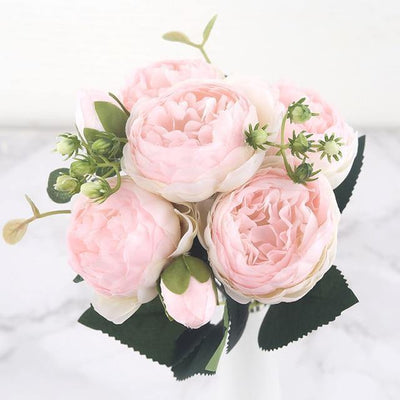 9-Piece Faux Silk Peonies Artificial Flowers - Lily & Eden