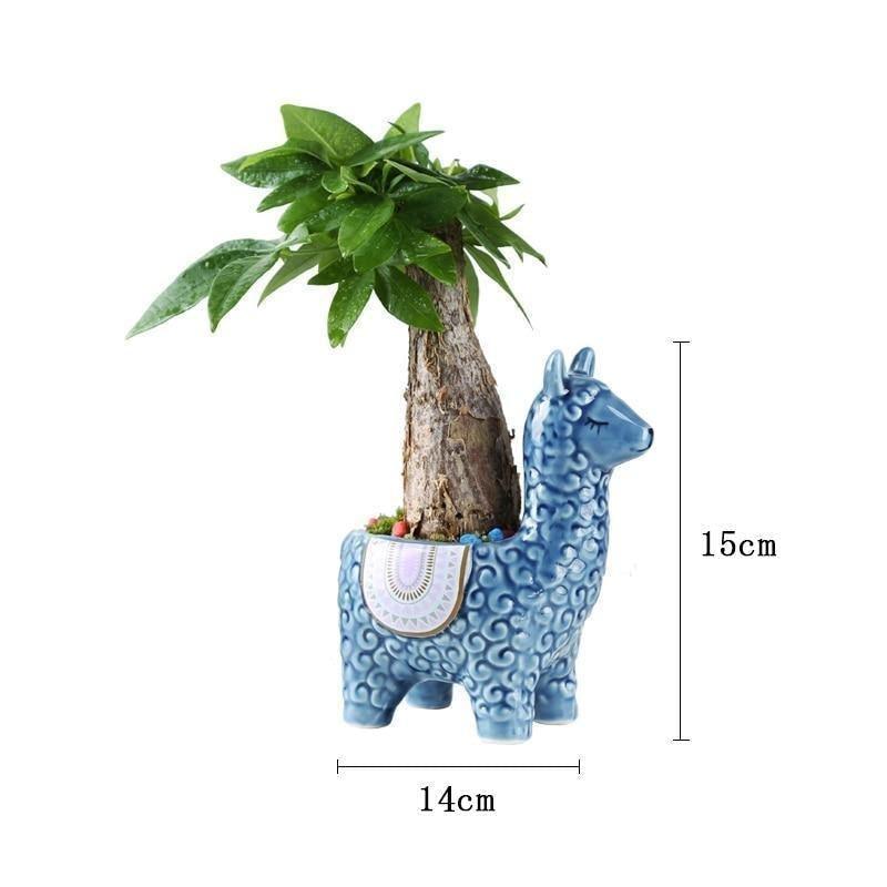 llama succulent planter Alpaca Pottery Succulent Planter LightSkyBlue / Head Turned