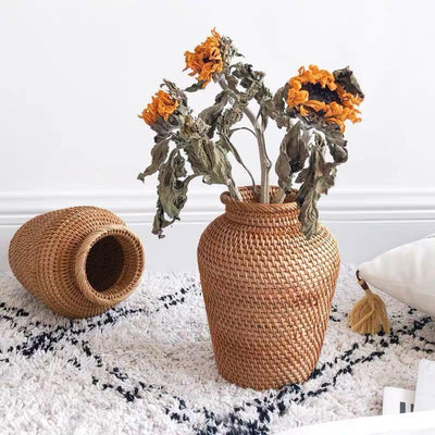 Handcrafted Rattan Vase - Lily & Eden