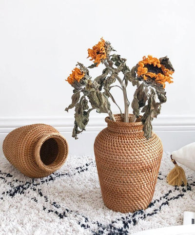 Handcrafted Rattan Vase - Lily & Eden