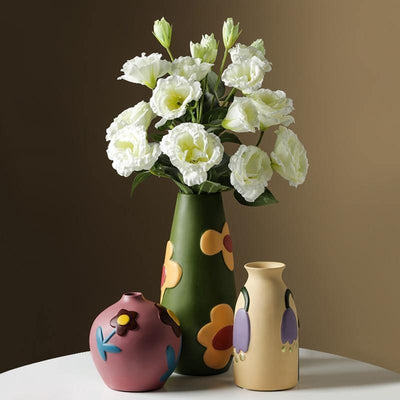 Ceramic Flower Vases with Cutout Design - Lily & Eden