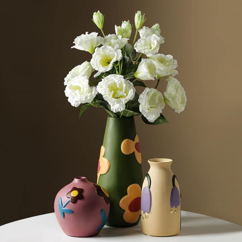 Ceramic Flower Vases with Cutout Design - Lily & Eden
