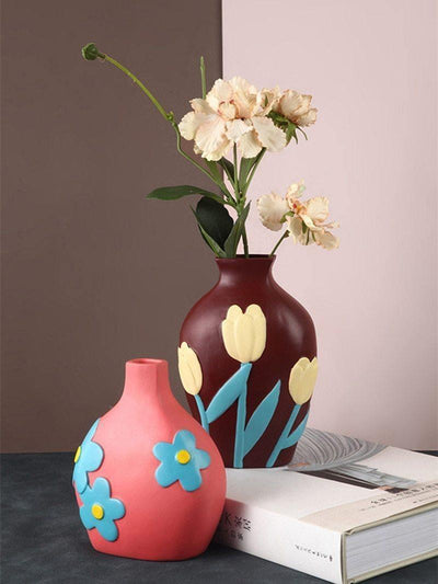 Ceramic Flower Vases with Cutout Design - Lily & Eden