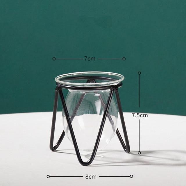 Glass Plant Vase with Modern Iron Stand - Lily & Eden