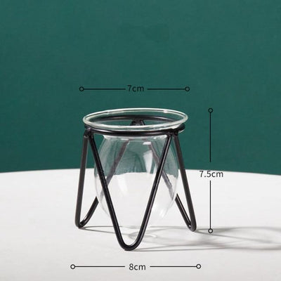 Glass Plant Vase with Modern Iron Stand - Lily & Eden