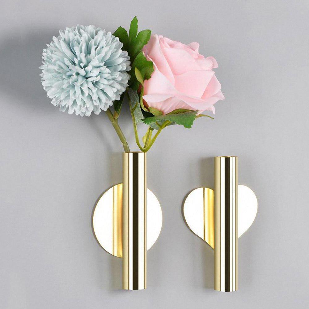 Contemporary Wall Hung Metal Tube Vase - Lily & Eden