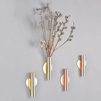 Contemporary Wall Hung Metal Tube Vase - Lily & Eden
