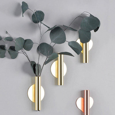 Contemporary Wall Hung Metal Tube Vase - Lily & Eden
