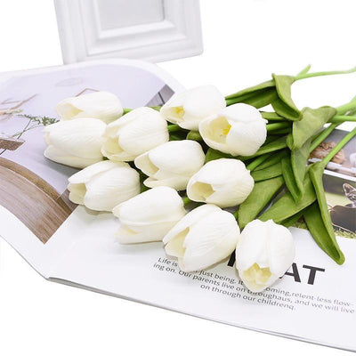 10-Piece Fake Tulips Silk Flowers - Lily & Eden