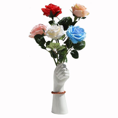 Ceramic White Hand Flower Vase - Lily & Eden