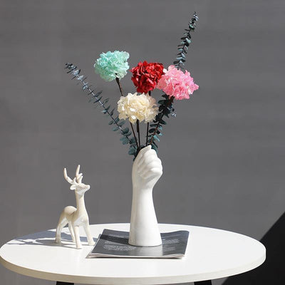 Ceramic White Hand Flower Vase - Lily & Eden