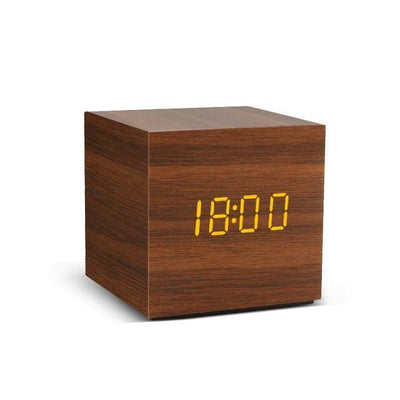 Wooden Cube LED Alarm Clock Sienna / Cube / Time | Lily & Eden
