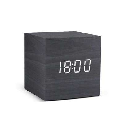 Wooden Cube LED Alarm Clock Black / Cube / Time | Lily & Eden