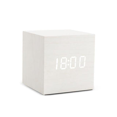 Wooden Cube LED Alarm Clock White / Cube / Time | Lily & Eden
