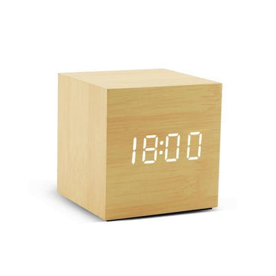 Wooden Cube LED Alarm Clock Tan / Cube / Time | Lily & Eden