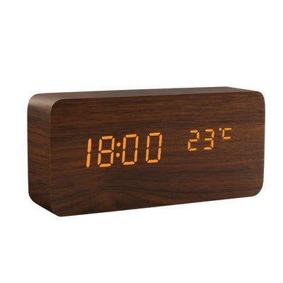 Wooden Cube LED Alarm Clock Sienna / Rectangle / Time + Temperature | Lily & Eden