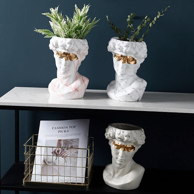 Ceramic David Head Planter Pot Sculpture - Lily & Eden